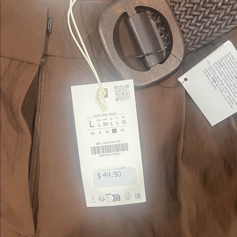 Zara Brown Women's Cargo Shorts with Belt - Picture 2 of 3